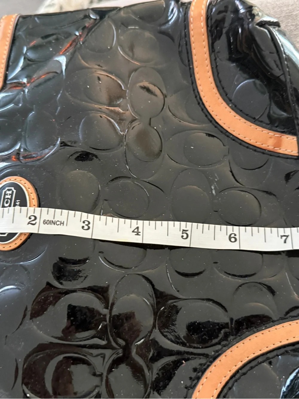 COACH Peyton Black Embossed Patent Leather Tote Bag